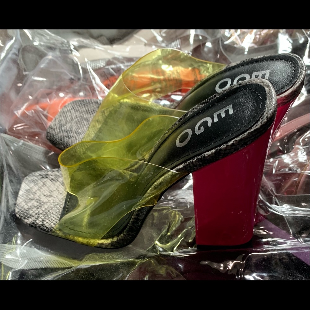 Multi colored block heels